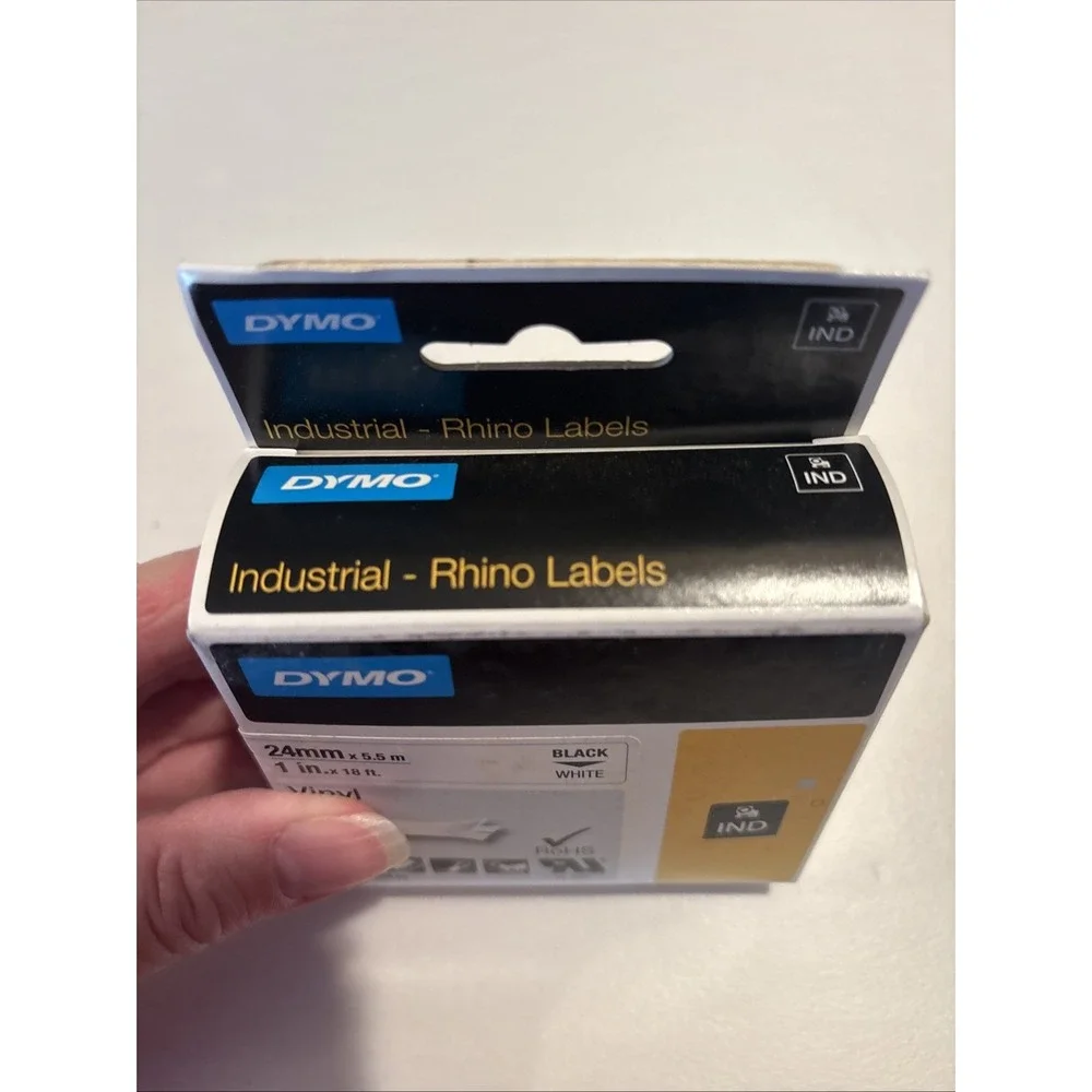 Dymo 1805430 Rhino Industrial Vinyl Label Tape 1in x 18ft Black on White